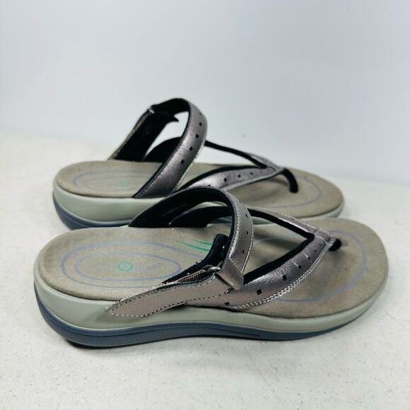 OrthoFeet Sandals Womens 6 BGaya Flip Flops Thong Metallic Flats Slip On - Picture 2 of 7